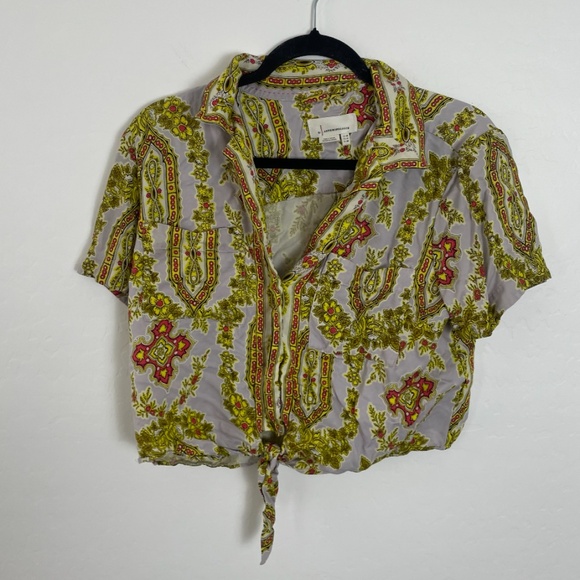 ⭐️Echarpe Button Down Chic Girly Hipster Hippie Paisley Boho Bohemian Classy Top - Picture 9 of 9